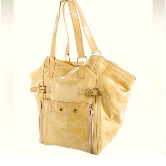 YSL Yellow Patent Leather Tote - Picture 2 of 3
